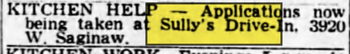 Sullys Drive-In - May 1968 Ad (newer photo)